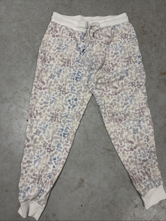 stars above Pants - Neutral Spot Print Jogger Sweats - Soft Cream Gray & Blue Print - Size Medium
